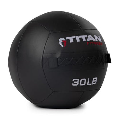 Titan Fitness Soft Shell Medicine Wall Ball, Cross-Texture Grip - size: 30 lb