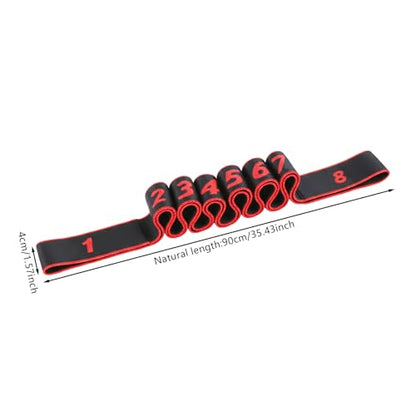 Headry Elastic Stretching Band, 8-Section Numbered Yoga Strap for Pilates, Leg Stretching, Back Toning, Lightweight Resistance Band for Home Gym Travel - color: Red