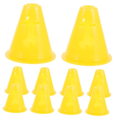 Mikinona 10pcs Plastic Soccer Training Cones 8cm Small Yellow Markers for Football Roller Skating Agility Practice and Obstacle Course