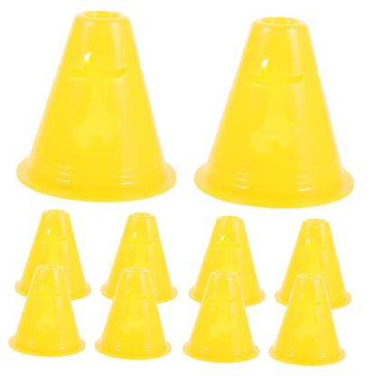 Mikinona 10pcs Plastic Soccer Training Cones 8cm Small Yellow Markers for Football Roller Skating Agility Practice and Obstacle Course