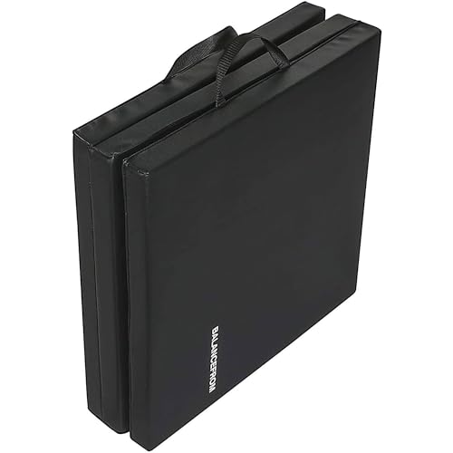 BalanceFrom 2-Pack 6x2 Feet 3-Panel Folding Gymnastics Mat, Black – 2-Inch Thick Pad with Vinyl Surface and Carrying Handles for Tumbling, Yoga, Pilates, Home Workouts, and Martial Arts