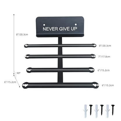 Resistance Rack Band Storage Hanger Gym Equipment Organizer Pull Up Bands Jump Ropes, Never Give Up Gym Décor Storage Rack for Home Gym