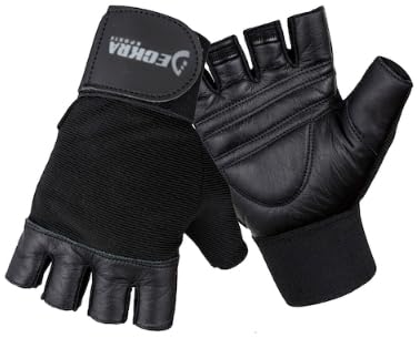 Weight Lifting Gloves Genuine Leather Padded Palm Gym Workout Fitness Gloves Built in Wrist Support Long Velcro