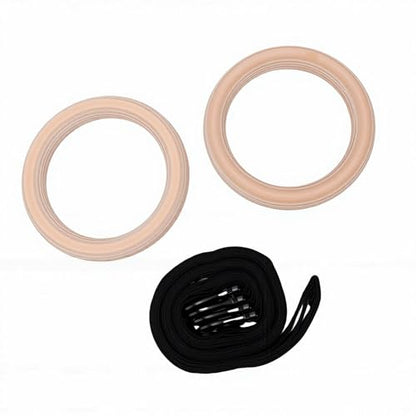 Numbered Adjustable Straps Birch Wood Rings | Gymnastics Rings for Pull Ups Upper Body Strength Balance Full Body Workout 2 Pack Home Gym