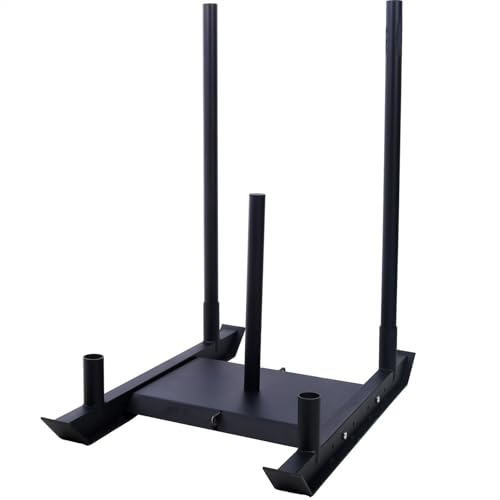 Weight Training Pull Sled, Heavy Duty Push Pull Fitness Sled for Speed and Strength Training, Steel Power Sled Workout Equipment for Athletic Conditioning, Fits 2" Weight Plates,Black - color: Black