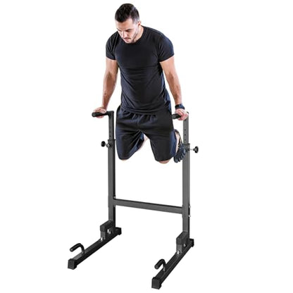 Dip Bar Multifunctional Dip Station with Adjustable Height Standing Pull Up Bar Pull Up Rack for Home Gym Full Body Strength Training Workout Fitness Equipment