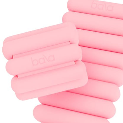 Bala Bangles Wrist & Ankle Weights for Women & Men, Home Gym Equipment - color: Blush, size: 3 LB