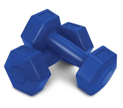 RBX Vinyl Coated Hand Weight Dumbbell Set - Hex Shaped, Roll Free for Body Building/Sculpting/Strength Training Exercise, (Set of 2) - color: Blue, size: 2lb