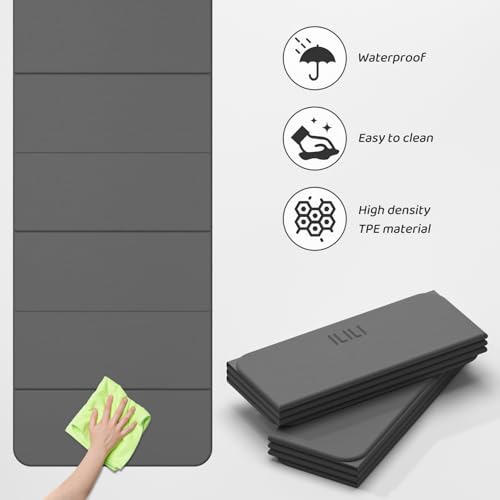 ILILI Foldable Yoga Mat 71 * 24 * 0.3 Inch - color: Grey