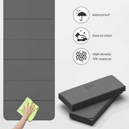 ILILI Foldable Yoga Mat 71 * 24 * 0.3 Inch - color: Grey