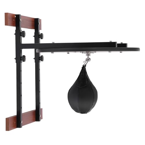 Heavy Duty Adjustable Speed Bag Platform Kit, Height Wall Mount Professional Fitness Ball Boxing Reaction Training Kit with Shackle Swivel - color: Black,Log