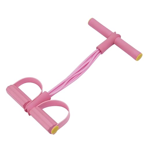 Multifunction Tension Rope, 6-Tube Elastic Resistance Bands, Pedal Resistance Band with Handles, Natural Latex Exercise Bands for Abdomen Waist Arm Leg Stretching & Fitness Training - color: PINK