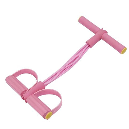 Multifunction Tension Rope, 6-Tube Elastic Resistance Bands, Pedal Resistance Band with Handles, Natural Latex Exercise Bands for Abdomen Waist Arm Leg Stretching & Fitness Training - color: PINK