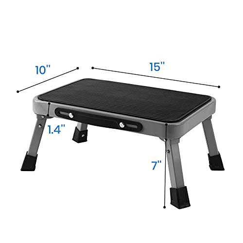 TreeLen 1-Step 330lbs Capacity Folding Metal Step Stool, Portable Step Ladder, Non-Slip, Sturdy - color: 1-step Standard