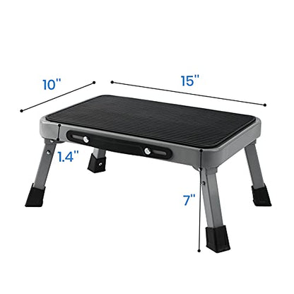 TreeLen 1-Step 330lbs Capacity Folding Metal Step Stool, Portable Step Ladder, Non-Slip, Sturdy - color: 1-step Standard