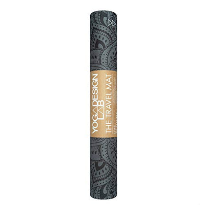 YOGA DESIGN LAB | Travel Yoga Mat | 2-in-1 Mat+Towel | Lightweight, Foldable, Eco Luxury | Ideal for Hot Yoga, Bikram, Pilates, Barre, Sweat | 1.5mm Thick | Includes Carrying Strap!