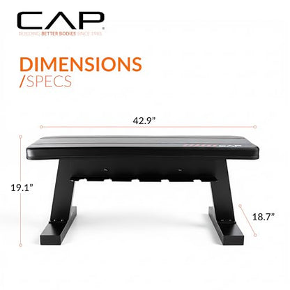 CAP Barbell Flat Weight Bench with Dumbbell Storage – Home Gym Bench for Strength Training, Dumbbell Workouts & Space-Saving Organization