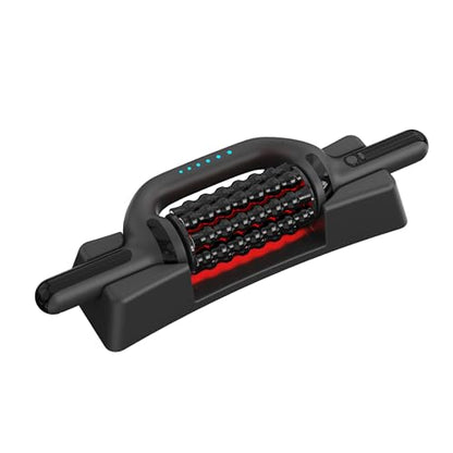 Rolling Percussive Deep Tissue Massage Roller Stick with Hands-Free Base,Rechargeable 6-Speed Massager for Muscle Recovery & Lymphatic Circulation,Ideal for Back,Arm,Leg,Calf & Foot Massage