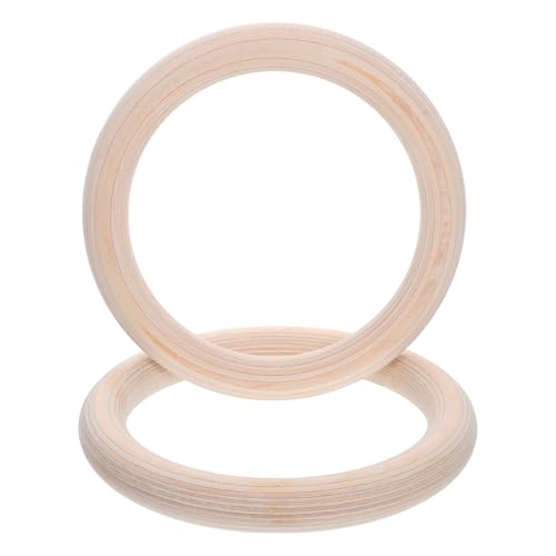 Gymnastic Rings Wooden Pull up Rings 2pcs with Adjustable Straps for Men Home Gym Full Body Calisthenics Workout Equipment