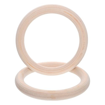 Gymnastic Rings Wooden Pull up Rings 2pcs with Adjustable Straps for Men Home Gym Full Body Calisthenics Workout Equipment