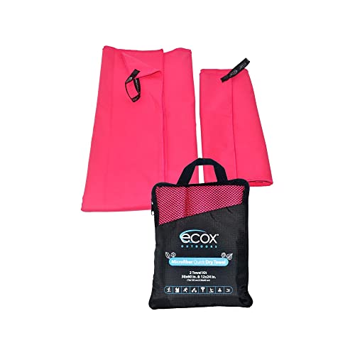 Outdoors Microfiber Towel Fast Drying Soft Feel Fast Action Drying for Gym Beach Outdoors Travel Yoga Camping Compact Size 2 Piece Set 30x60 in and 12x24 in Red MFT2PRD - color: Red, size: 30x60 inches