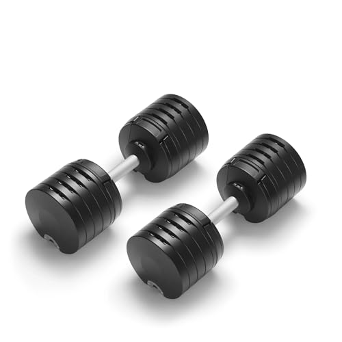 SMRTFT NUOBELL Adjustable Dumbbells 5–100 lb Set | Original NUOBELL | 26 Weights in 1 for Home Gym Strength Training | Steel-Knurled Handle | Space-Saving Dumbbell Set of 2 | 2-Year Warranty - color: Black