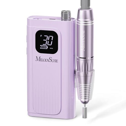 MelodySusie Entry-Level Clip-On Rechargeable Essential Nail Drill, SC300F 30000RPM E-File with LCD Display for All Manicure Shaping & Gel Removal,Ideal for Training,Nail Art Practice & Home Use,Purple - color: Purple