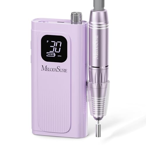 MelodySusie Entry-Level Clip-On Rechargeable Essential Nail Drill, SC300F 30000RPM E-File with LCD Display for All Manicure Shaping & Gel Removal,Ideal for Training,Nail Art Practice & Home Use,Purple - color: Purple