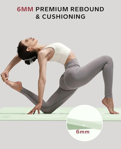 HAPBEAR Foldable Yoga Mat - 72"x24"x0.24" (6mm), Non-Slip TPE Exercise Mat for Home Workout, Yoga, Pilates,Stretching, & Travel, Durable & Eco-Friendly, Includes Carry Bag - color: Green
