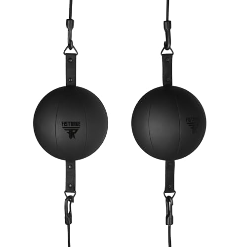 FISTRAGE Double End Ball Training Dodge MMA Boxing Floor to Ceiling Punch Speed Ball Bag Kit with Rope, Bean Ball, for Kicking Workout and Fitness - color: Matt Black