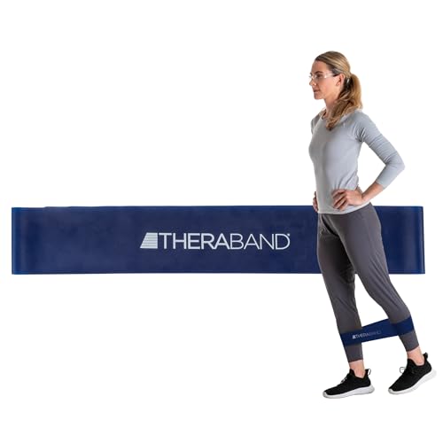 THERABAND Resistance Band Loop, Professional Latex Mini Band for Lower Pilates, Crossfit, Yoga, Stretching, Physical Therapy, Strength Training no Weights, 18 Inch, Blue, Extra Heavy, Advanced Level 1 - color: Blue - Extra Heavy, size: 18 Inch