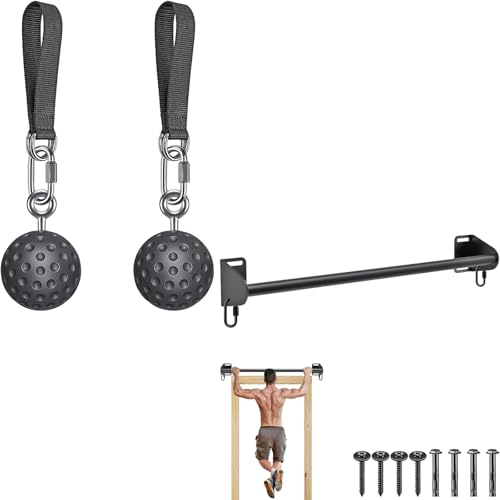 SELEWARE Pull Up Ball Grip & Wall Mounted Pull Up Bar, Heavy Duty Home Gym Equipment for Strength Training, Chin Ups