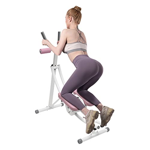Abdominal Trainers,Ab Workout Equipment, Ab Machine with Height Adjustable,Foldable Abdominal Exercise Machine with LED Display - color: Pink-1