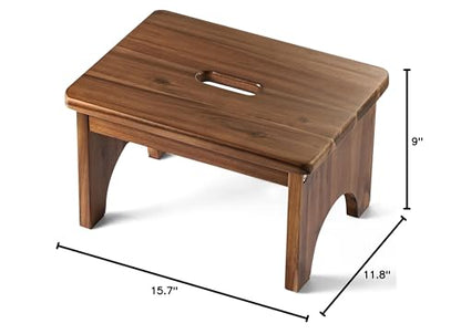 Wooden Step Stool, 9in One Step Stool for Adults, Wooden Beside Step Platform with 550 Load Capacity, Heavy Duty/Portable/Nonslip/Durable Construction Safe Step Support for Bedroom/Home Kitchen