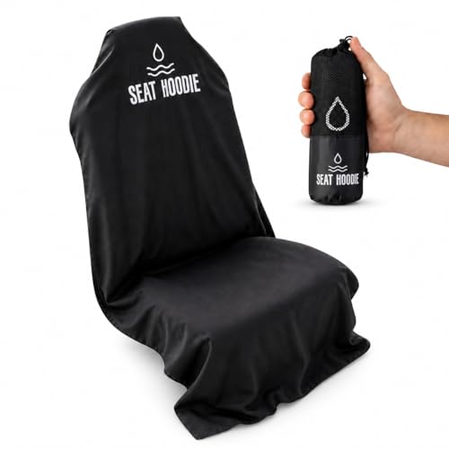 Microfiber Hooded Towel Seat Cover (Black) - color: Black