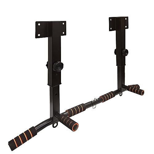 Wall Mounted Pull Up Bar and Dip Station, Heavy Duty Wall Mount Pull-up Chin Up Bar Multifunctional Home Gym Workout Indoor Exercise Equipment Support to 440 Lbs