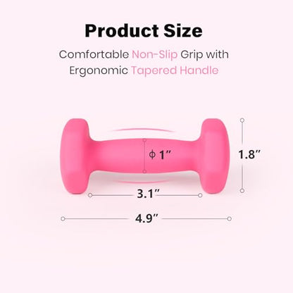 LIONSCOOL Set of 2 Neoprene Coated Dumbbell Hand Weights, Anti-Slip and Anti-Roll Hex Dumbbells in Pair for Strength Training, Resistance Training - style: Rose Pink 1lb Pair