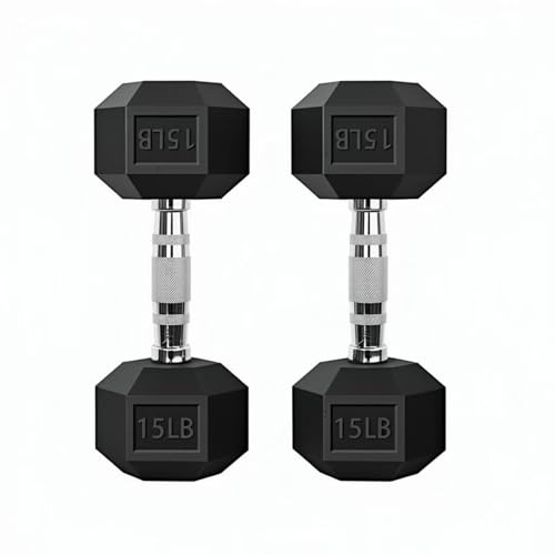 Barbell Coated Super Rubber Hex Dumbbell Weight-5LBS to 50LBS