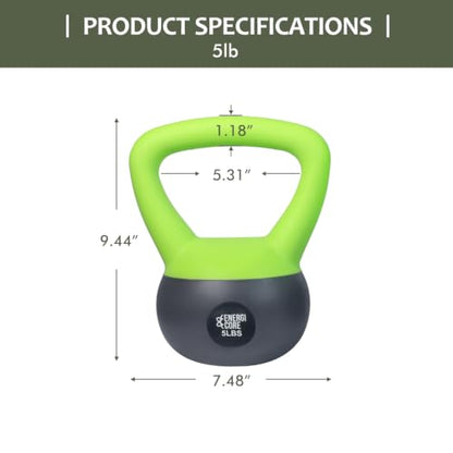 ENERGI CORE Kettlebell - Sand Filled Weight for Home Gym Workouts & Strength Training - Portable Exercise Kettle Bell for Women & Men
