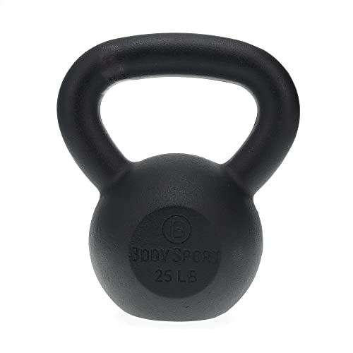 Body Sport Cast Iron Kettlebell - Professional Weight Training Equipment for Home & Gym Workouts - size: 25 Pounds