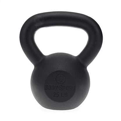 Body Sport Cast Iron Kettlebell - Professional Weight Training Equipment for Home & Gym Workouts - size: 25 Pounds