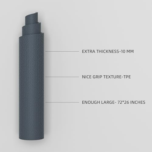 10 mm Yoga Mat 72"x26" TPE Non-Slip Exercise Mat 0.4" Thick, Easy-to-Carry Fitness Mat for Yoga, Pilates & Workout, Professional Mat, Made with Recyclable Material, Durable, Easy to Clean - color: Blue