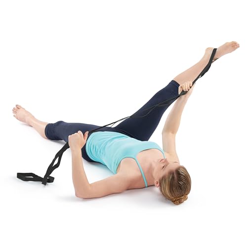 OPTP The Original Stretch Out Strap XL with Exercise Book, USA Made Stretch Out Straps for Physical Therapy, Yoga Stretching Strap or Knee Therapy Strap - Ten Loops, 7'5" Strap
