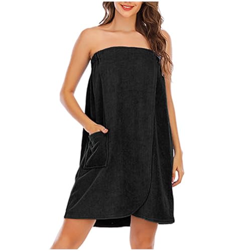 Borniu Towel Wrap for Women After Shower, Super Absorbent & Quick Dry Spa Sweat Steaming Bathrobes Lightweight With Pockets