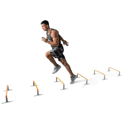 Meister ZoomFlex Agility Hurdles w/Carry Bag - Flex-Safe Modular Speed Training - color: Safety Orange