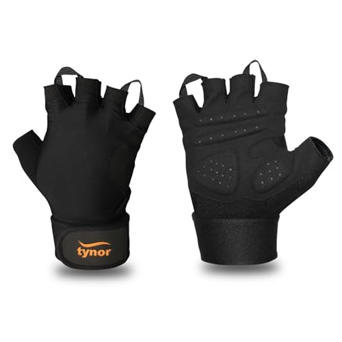 TYNOR Training Gym Gloves Padded Weight Lifting Gloves with Wrist Wrap Extra Grips Adjustable Full Palm Protection Fitness Fingerless Glove for Men & Women, Crossfit, Climbing,1 Pair - size: X-Large, style: With Support