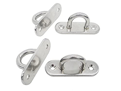 Stainless Steel Ceiling Hooks & Wall Hangers - Heavy Duty M6 Screw Mount, Rust-Proof Anchor Straps for Garage, Outdoor, Storage (4-Pack) - size: M6 U Hook