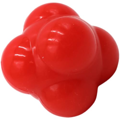 ABOOFAN Hexagonal Fitness Reaction Ball 68mm Large Red Silicone Agility Training Ball for Speed, Reflex, and Coordination Exercises at Home Or Gym