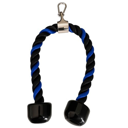 Heavy Tricep Rope Cable Machine Accessories Nylon Tricep Rope for LAT Pull Down Pulley System Attachment, for Home Gym Weight Fitness with Carabiner - color: Blue&Black