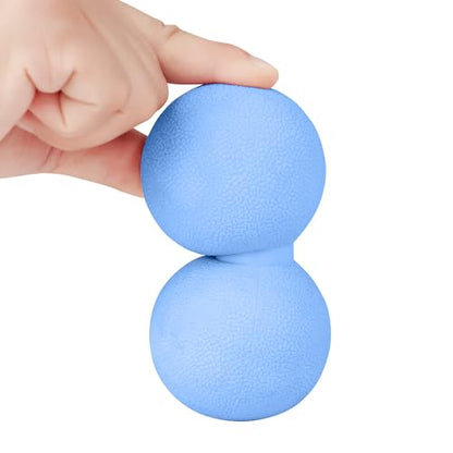 Double Lacrosse & Micro-Elastic Peanut Massage Ball - Myofascial Release Tool for Muscle, Back, Foot, and Physical Therapy, Mobility Roller for Acupressure and Relaxation (Blue)
